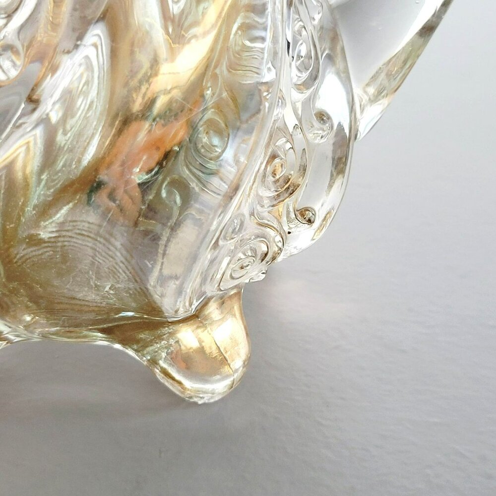 Antique EAPG Fostoria Wedding Bells Footed Creamer Clear & Gold USA c1900-03 - Picture 4 of 11